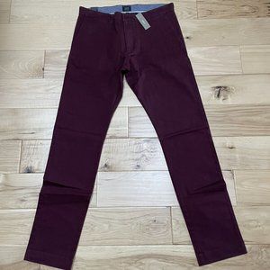J Crew Mens 484 Slim Stretch Chinos/Pants | 30x32 | Burgundy